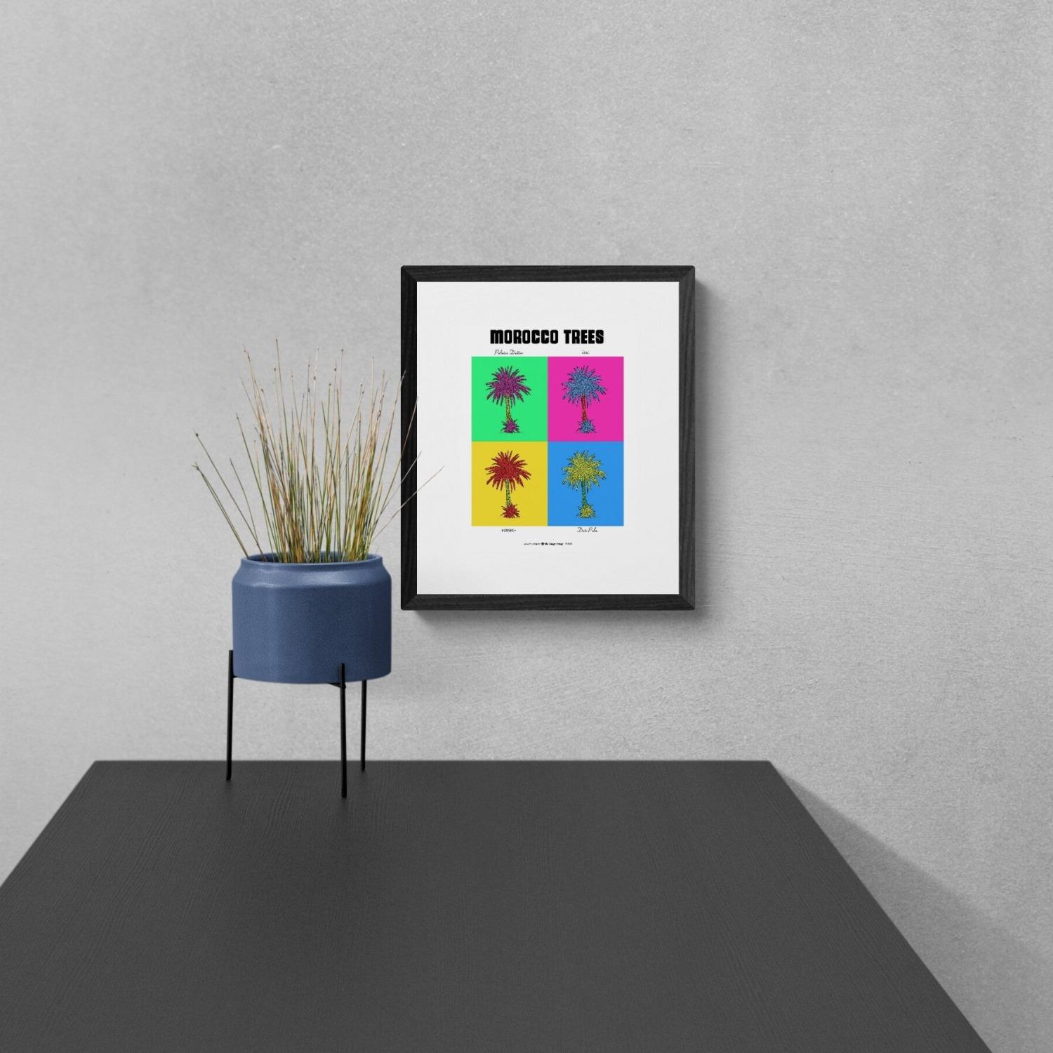 Affiche planche botanique PALMIER version POP