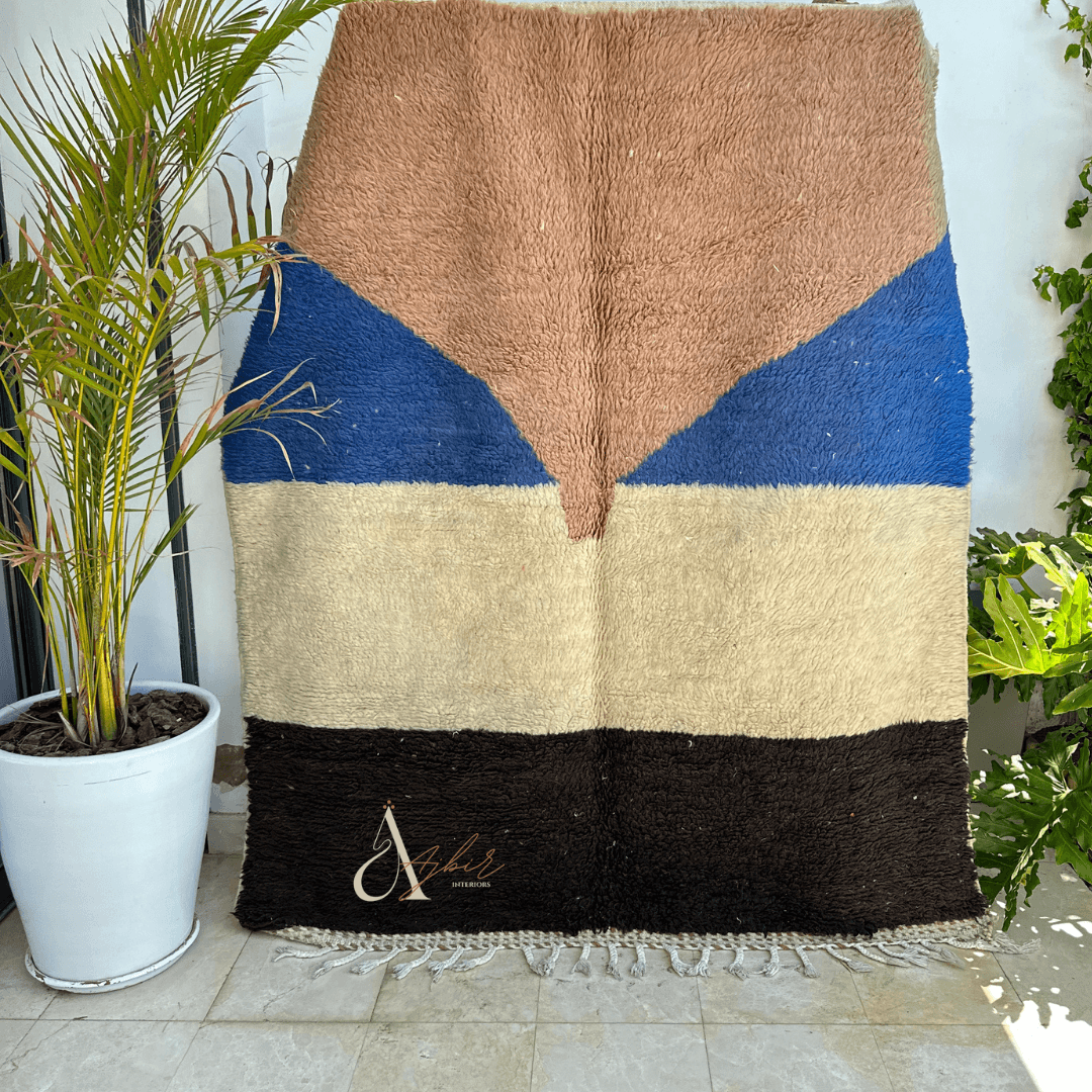 Tapis berbère Beni Ouarain tabac 100% laine de mouton