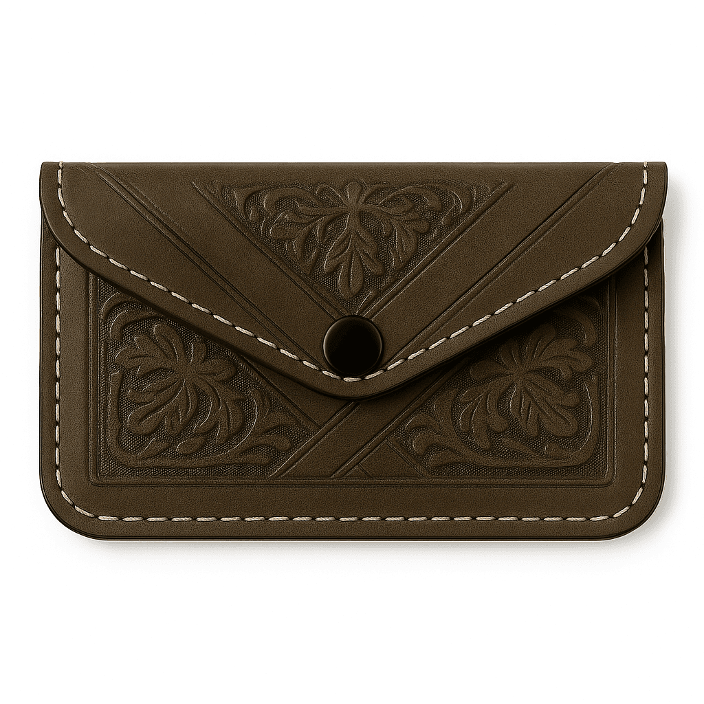 Portefeuille en cuir brun olive – Porte-monnaie marocain fait à la main