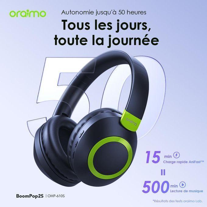 Casque Bluetooth BoomPop2S supra-auriculaires sans fil ENC Bluetooth 5.3 Grande Autonomie