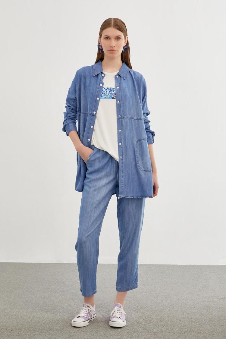 Chemise Blouse Bleu Double Costume