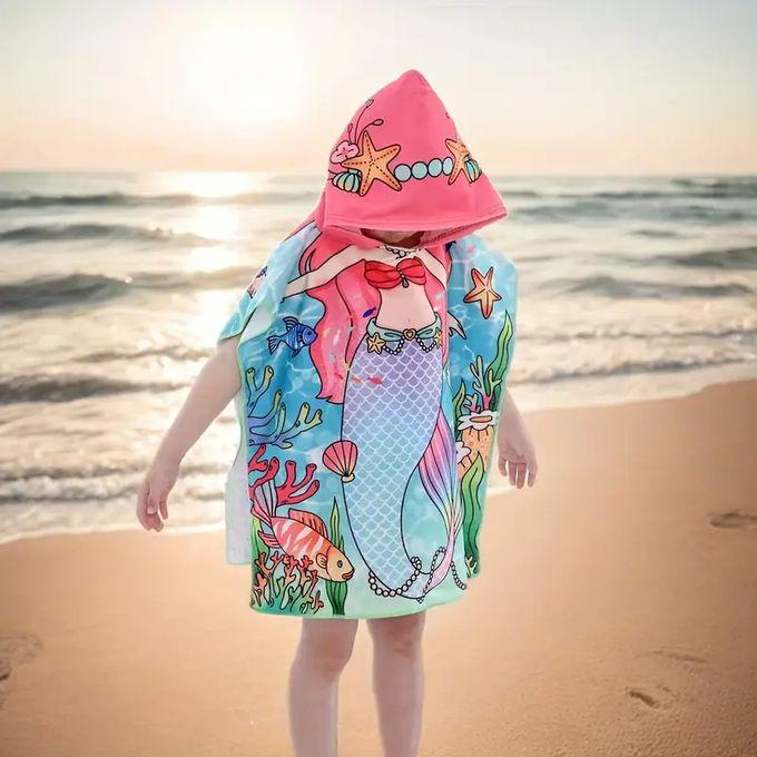 Serviette à Capuche Sirène pour Fille – Ultra Douce & Séchage Rapide – 3 à 10 Ans