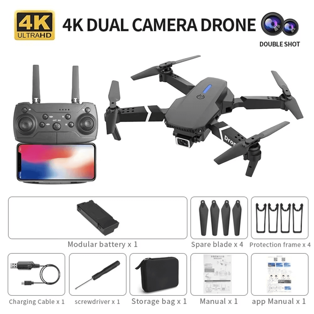 Drone E88 Pro avec caméra grand angle HD 1080P,WiFi,FPV
