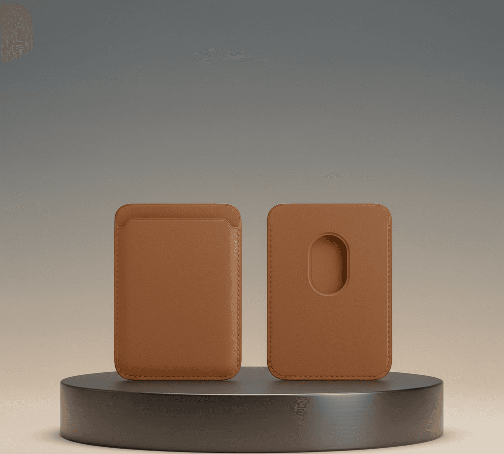 Portefeuille MagSafe en cuir marron – Porte-cartes magnétique pour iPhone (jusqu’à 3 cartes)