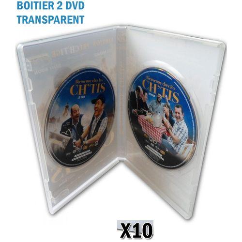exclusive 10 Boitier pour 2 DVD et CD Transparent avec porte jaquette extérieure - couleur aléatoire